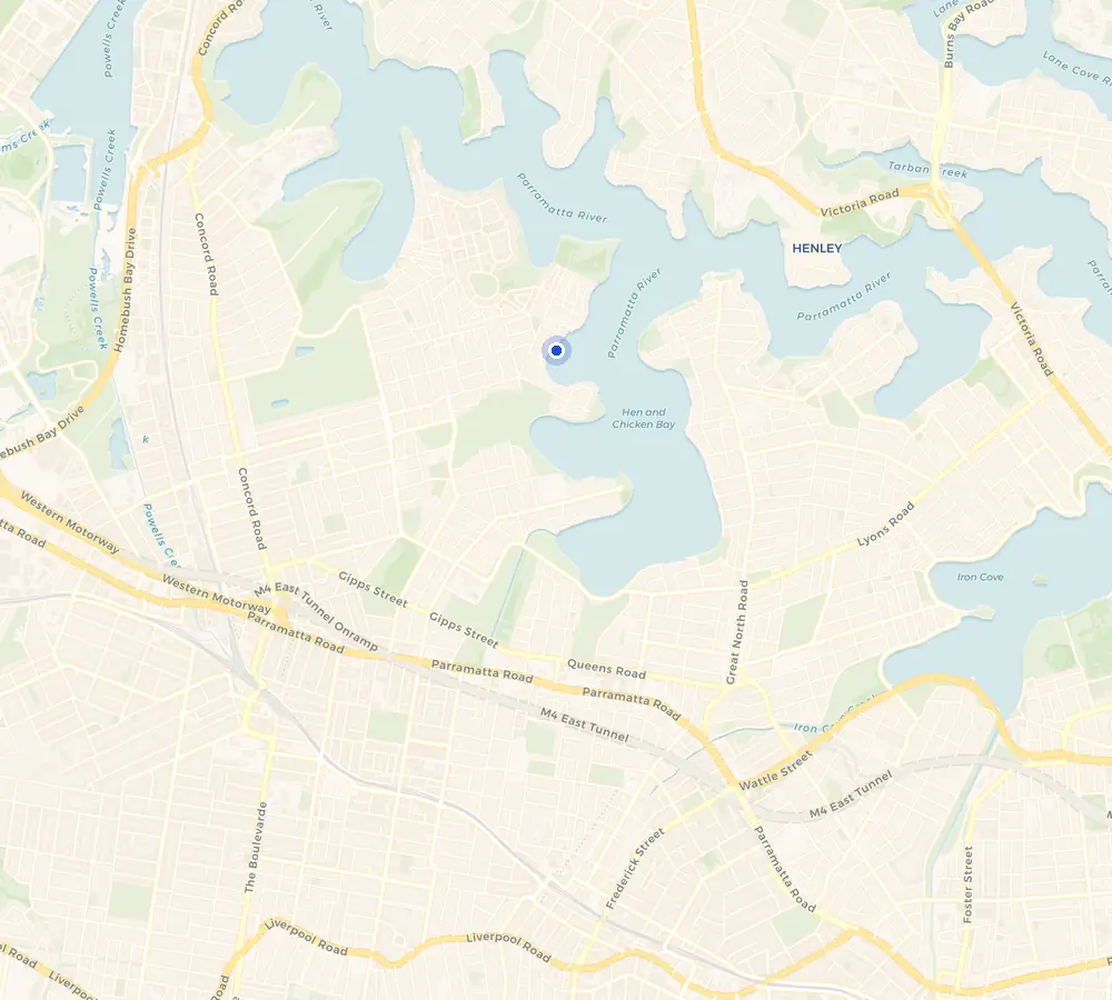 Map of the Cabarita service area and the surrounding Inner West, showing Cabarita and the nearby streets we cover.